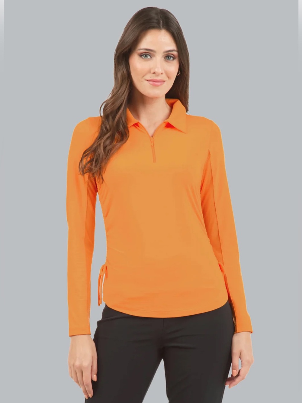 IBKUL Adjustable Polo Top Orange Peel M L NEW